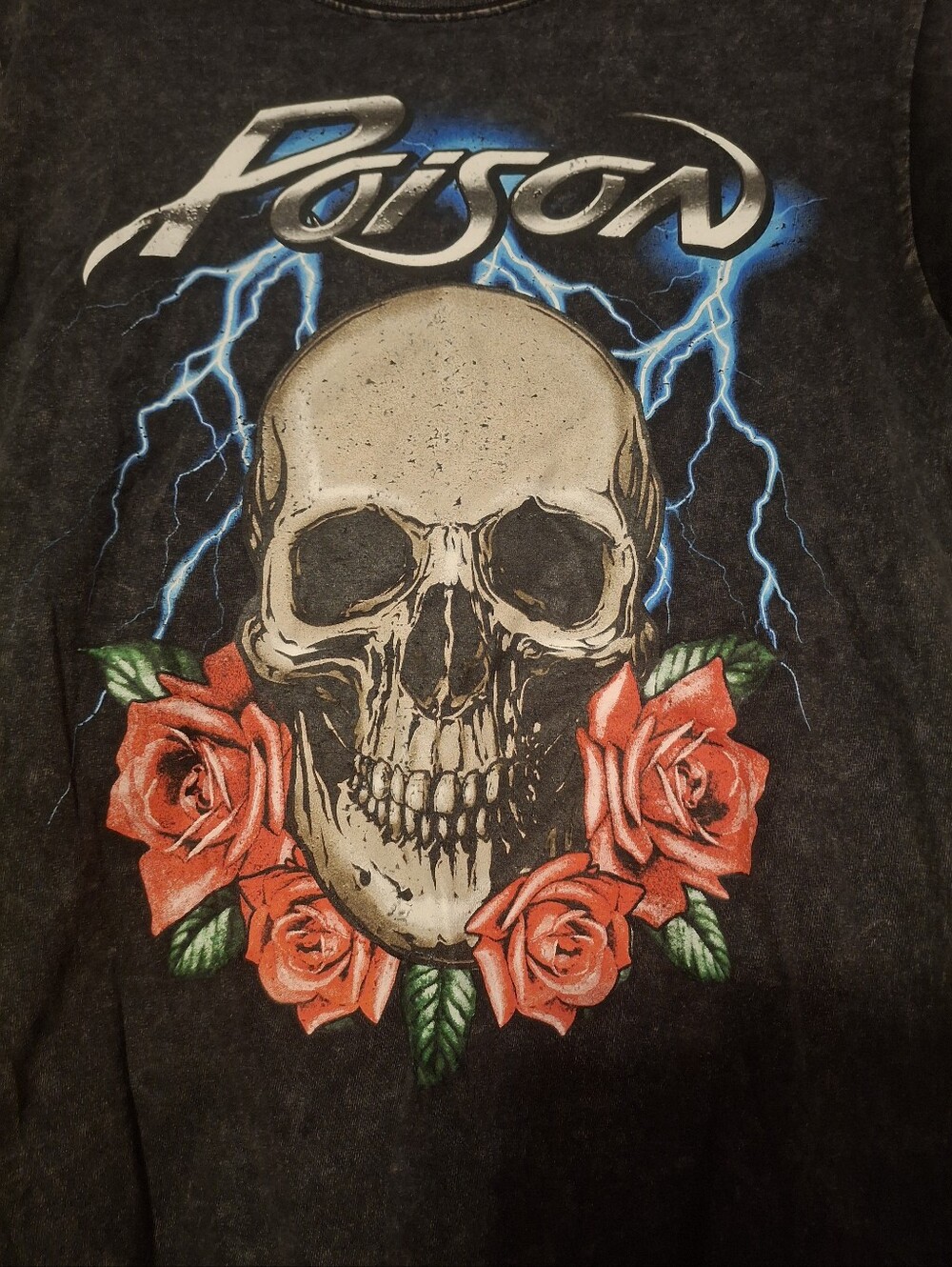 Poison Skull & Roses Graphic Band Tee